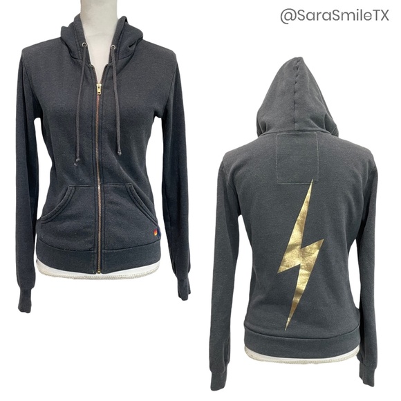 Aviator Nation Tops - {AVIATOR NATION} Metallic Gold Bolt Hoodie